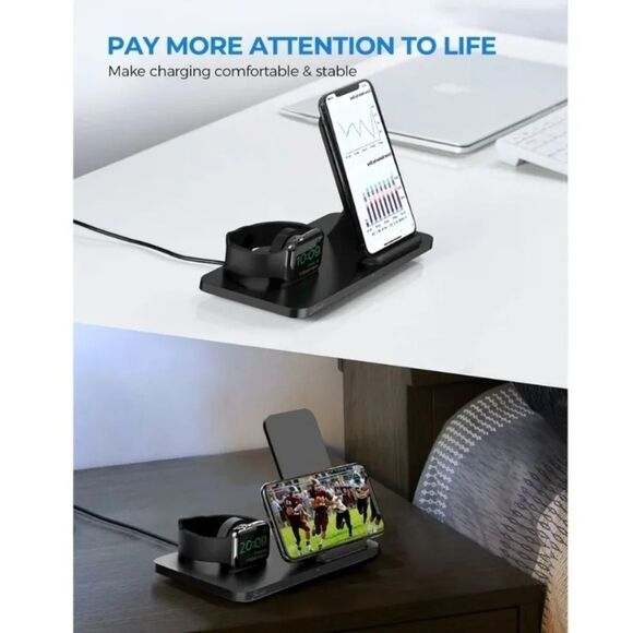 Seneo 2 In 1 Wireless Charging Stand For Apple Iphone & IWatch - Picture 6 of 10